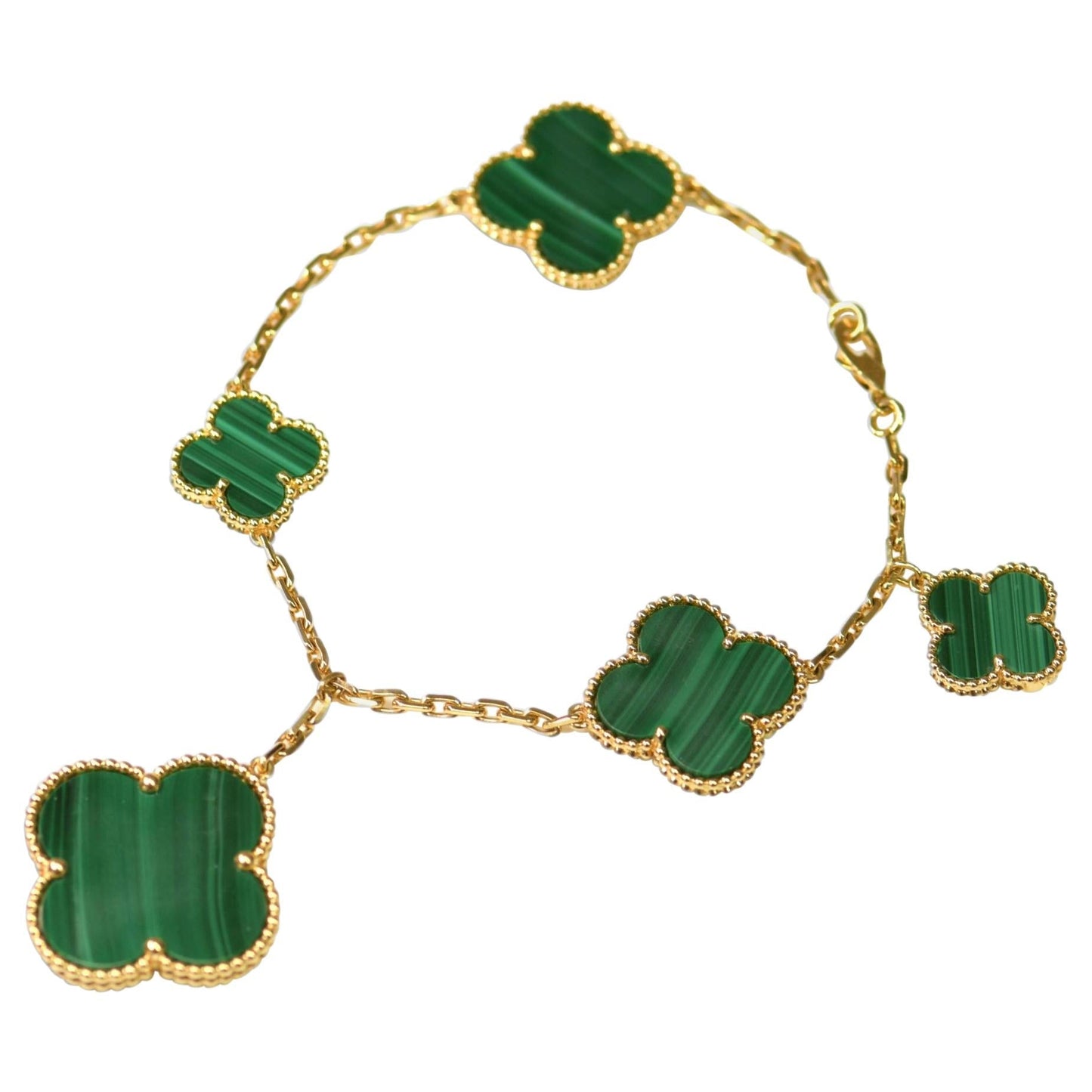 [Topon]MAGIC CLOVER MALACHITE GOLD BRACELET 5 MOTIFS