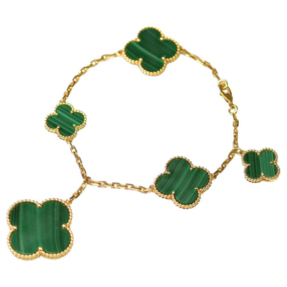 [Topon]MAGIC CLOVER MALACHITE GOLD BRACELET 5 MOTIFS