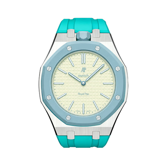 Oak Pop Sky Blue Steel Silicone Strap