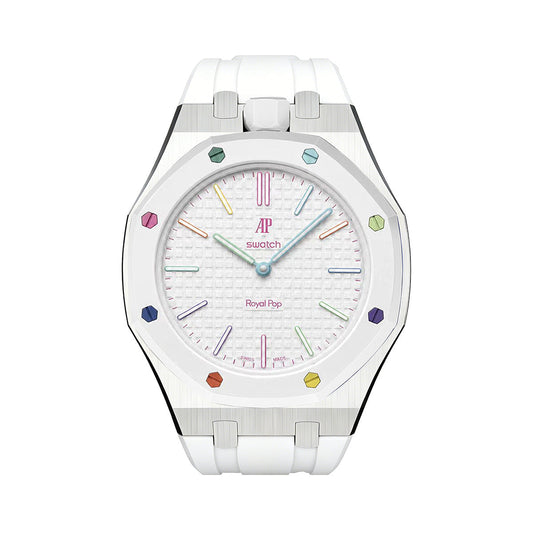 Oak Pop White Steel Silicone Strap