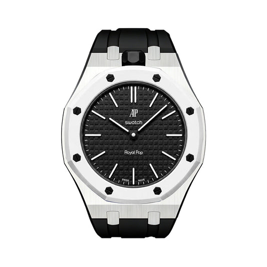 Oak Pop Black Steel Silicone Strap
