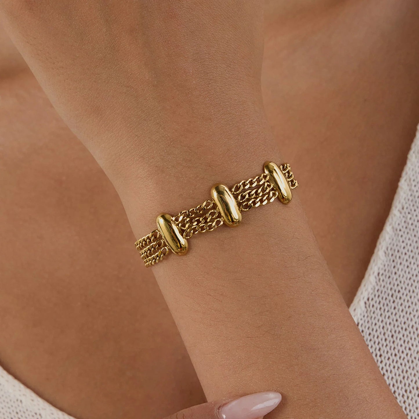 [Topon]Kathleen Layered Chain Gold Bracelet